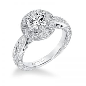 Eleanor' Vintage Diamond Halo Engagement Ring  - 31-V695ERW-E.00