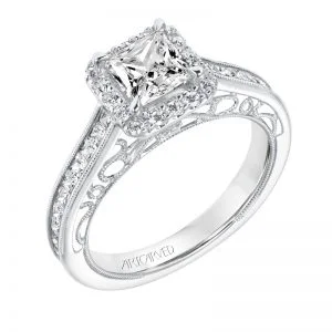 Corene' Vintage Diamond Halo Engagement Ring - 31-V719ECW-E.00