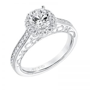 Indra' Vintage Diamond Halo Engagement Ring  - 31-V721ERW-E.00