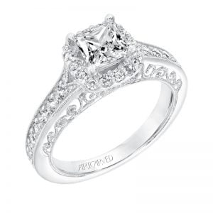 Octavia' Vintage Diamond Halo Engagement Ring - 31-V730ECW-E.00