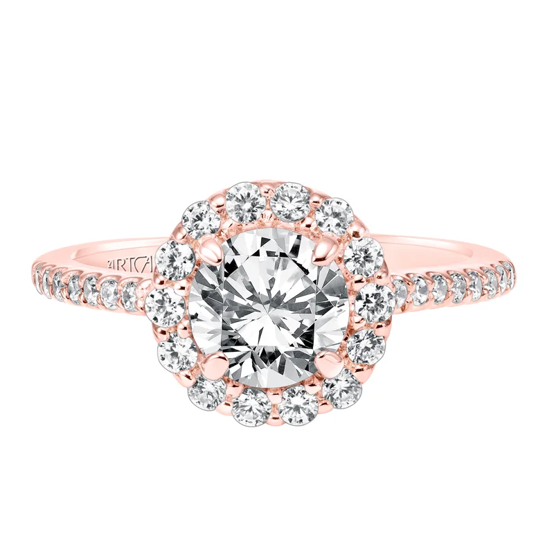 Judith' Classic Diamond Halo Engagement Ring  - 31-V735ERRR