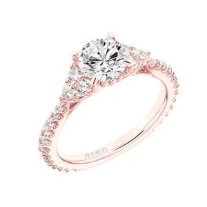 "Clio" Classic Three Stone Diamond Engagement Ring in Rose Gold