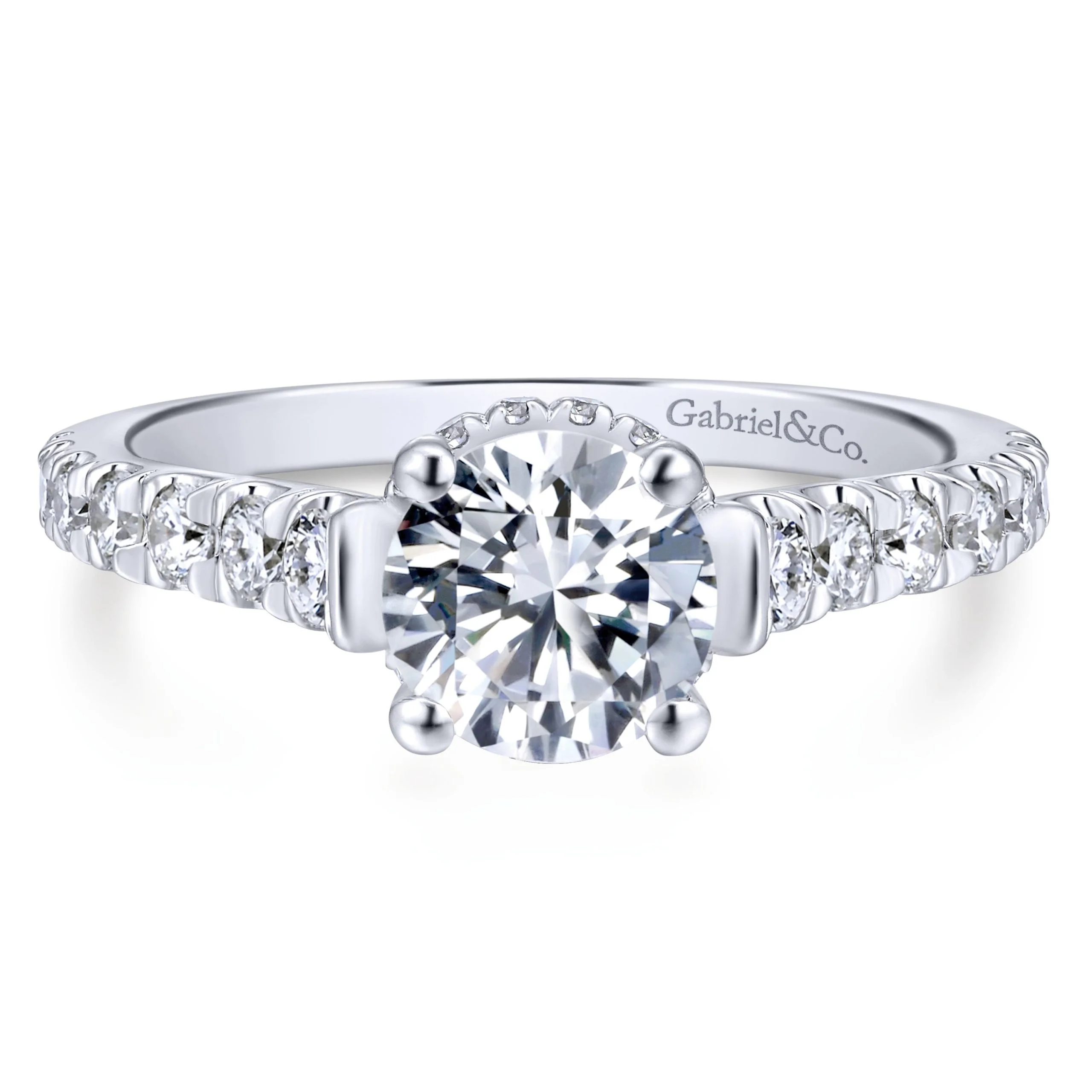 14k White Gold Classic Crown Engagement Ring