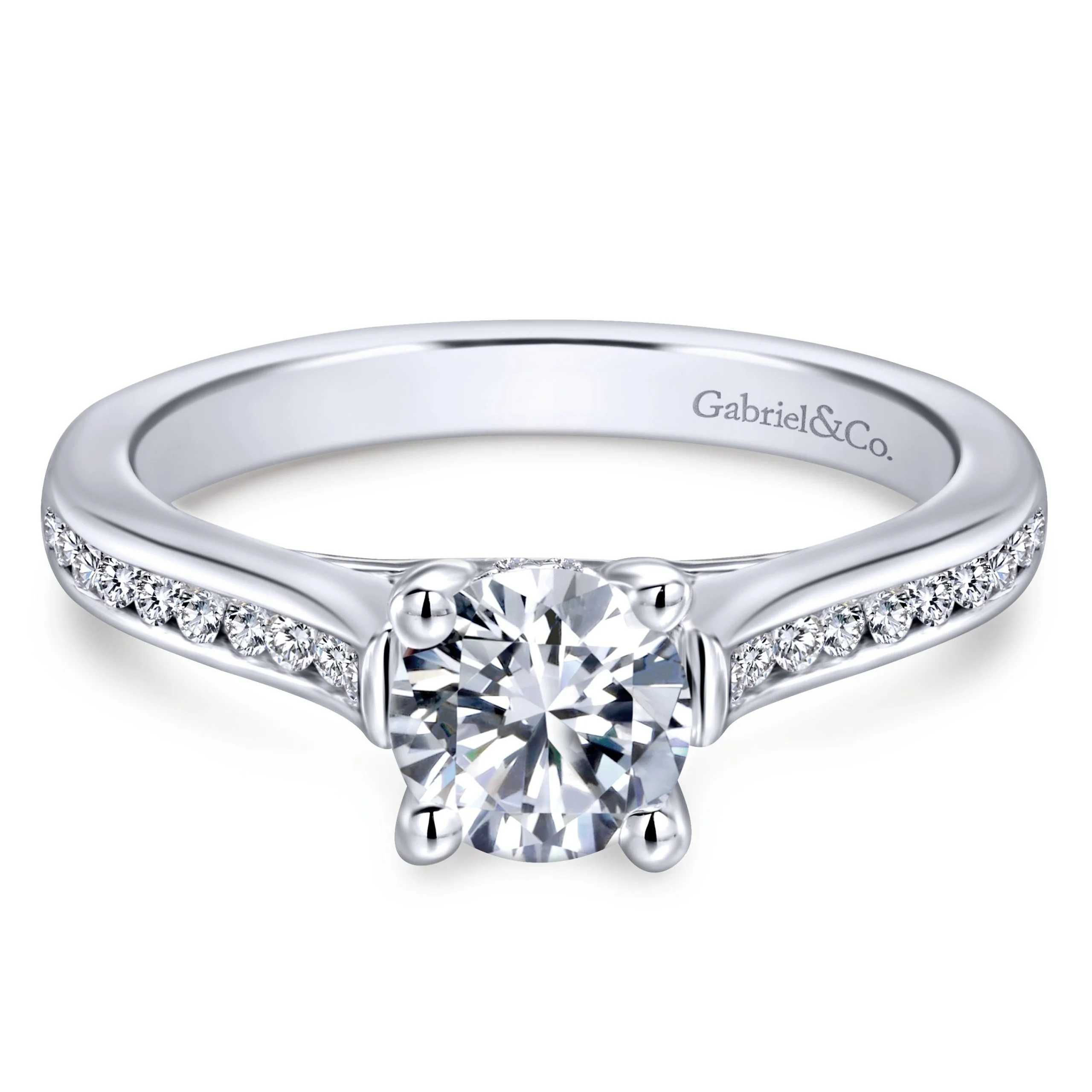 14k White Gold Petite Contemporary Engagement Ring