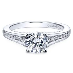 14k White Gold Contemporary Channel Set Engagement Ring