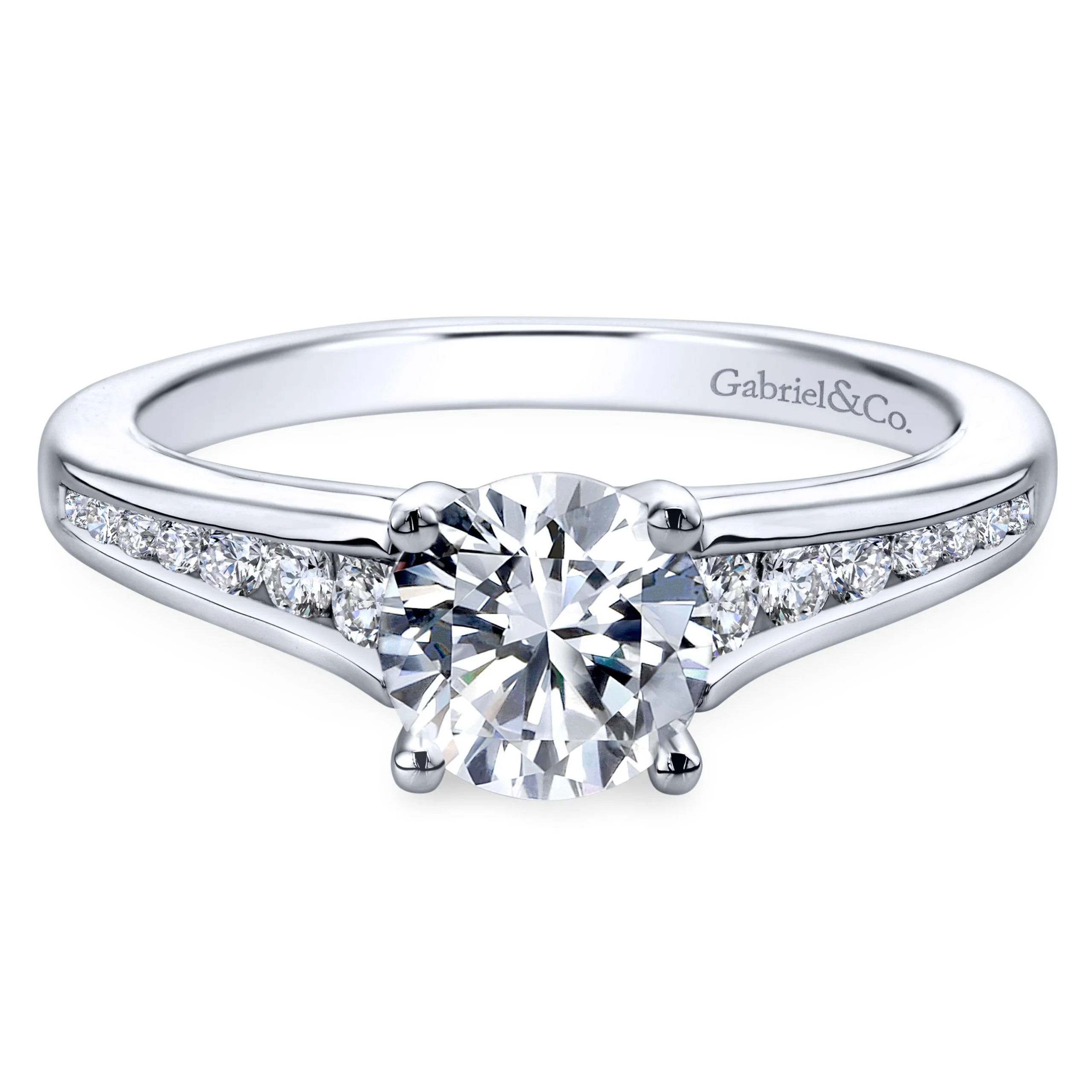 14k White Gold Contemporary Channel Set Engagement Ring