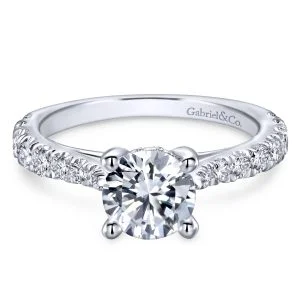 14k White Gold Solitaire Victorian Engagement Ring