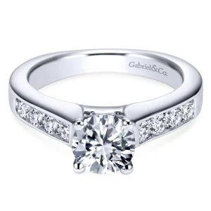 14K White Gold European-Style Shank Engagement Ring
