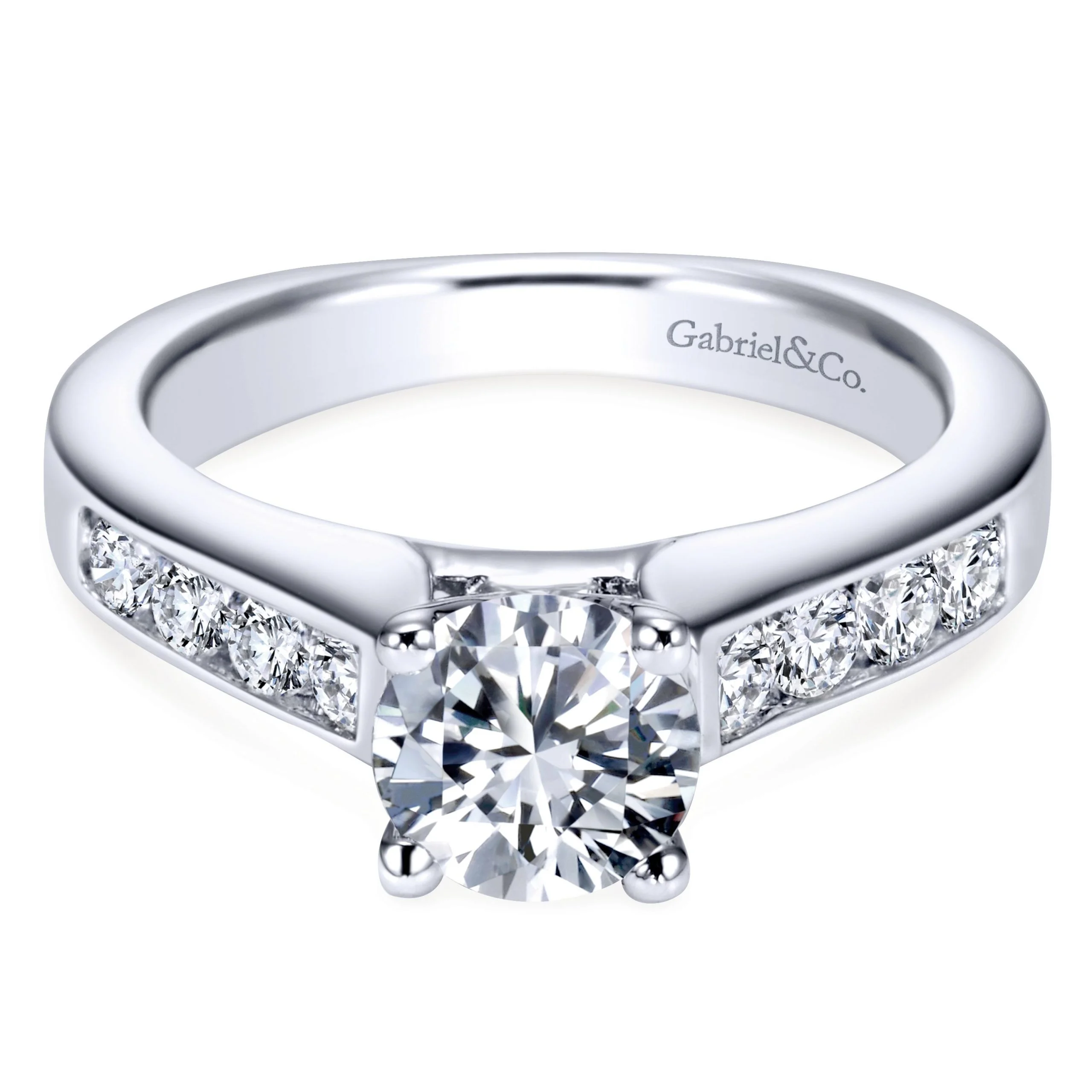 14K White Gold European-Style Shank Engagement Ring