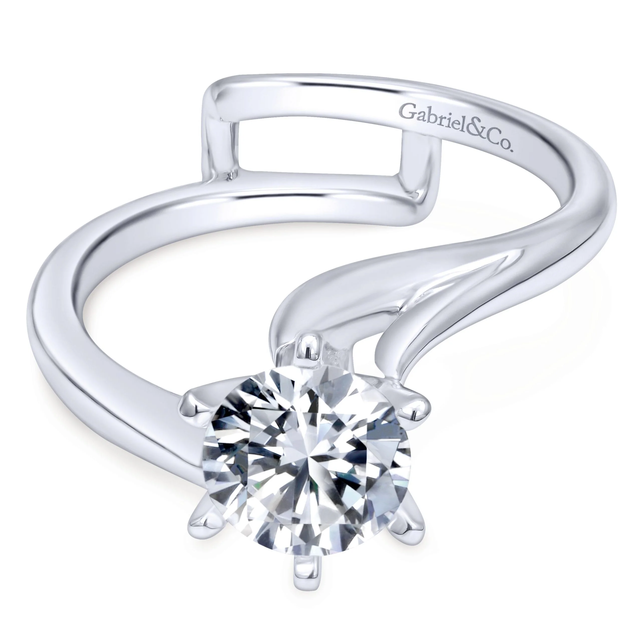 14k White Gold Contemporary Engagement Ring