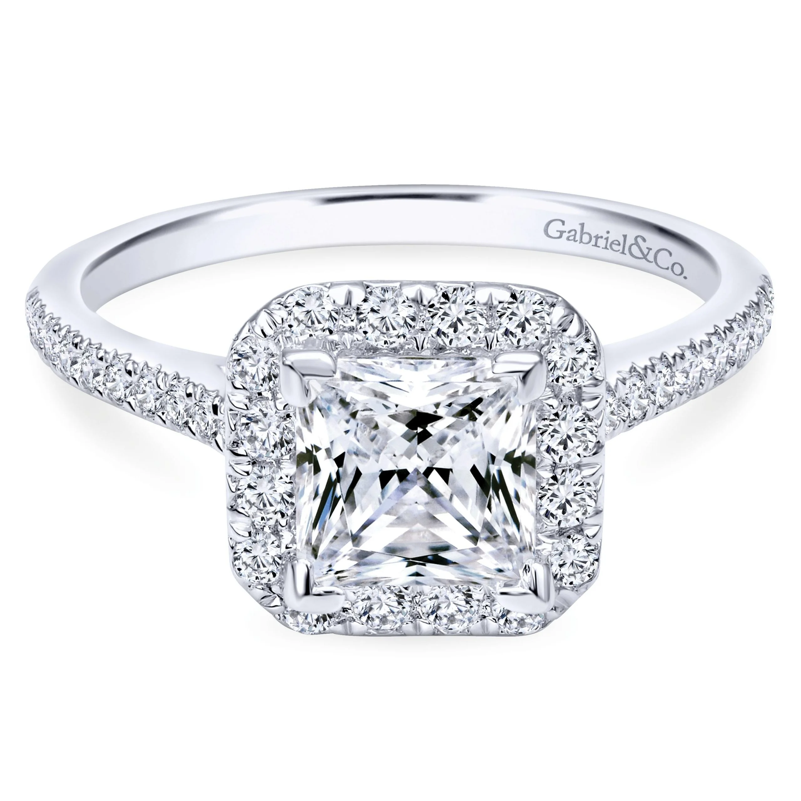 14k White Gold Contemporary Princess Cut Engagement Ring