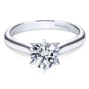 14k White Gold Round Solitaire Engagement Ring