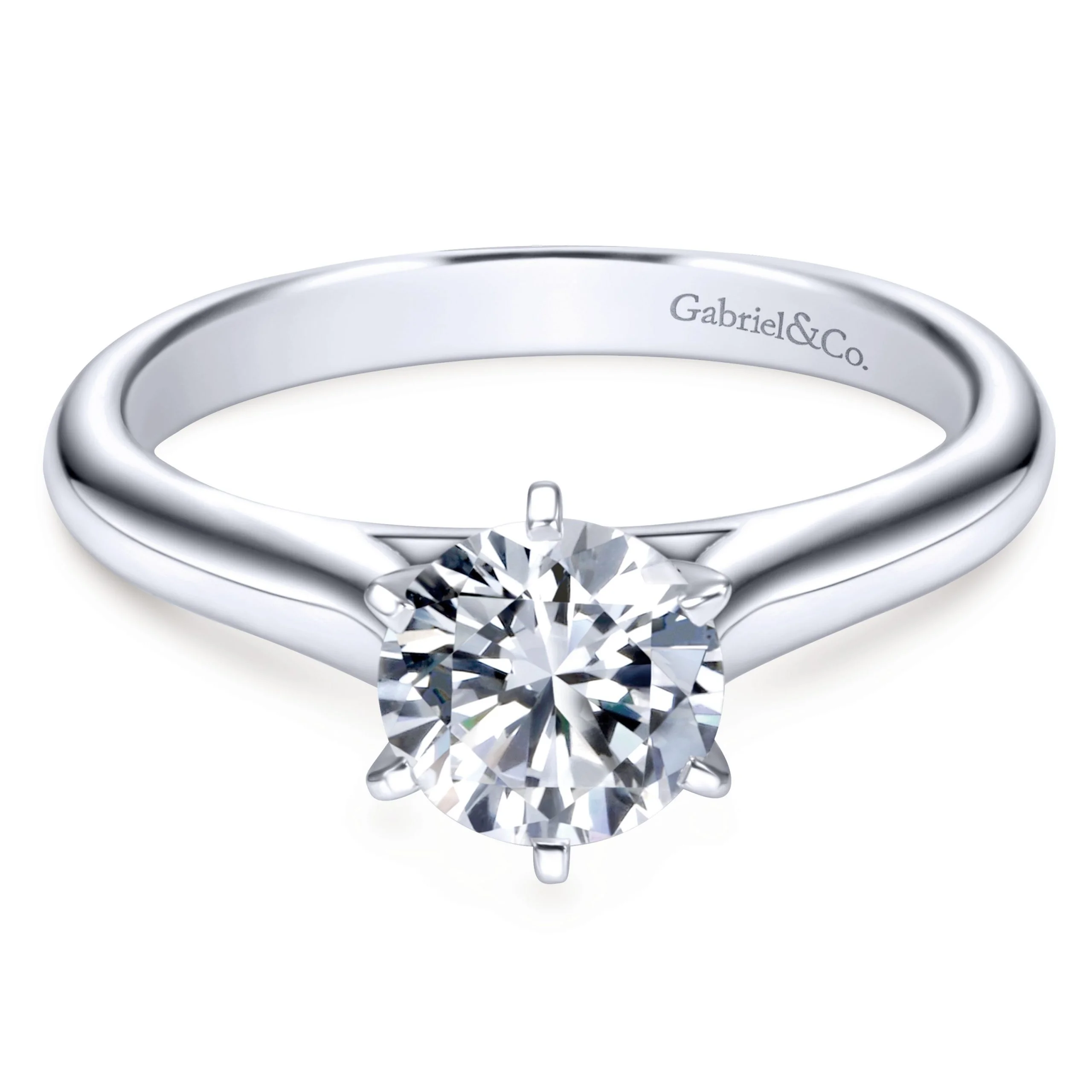 14k White Gold Round Solitaire Engagement Ring
