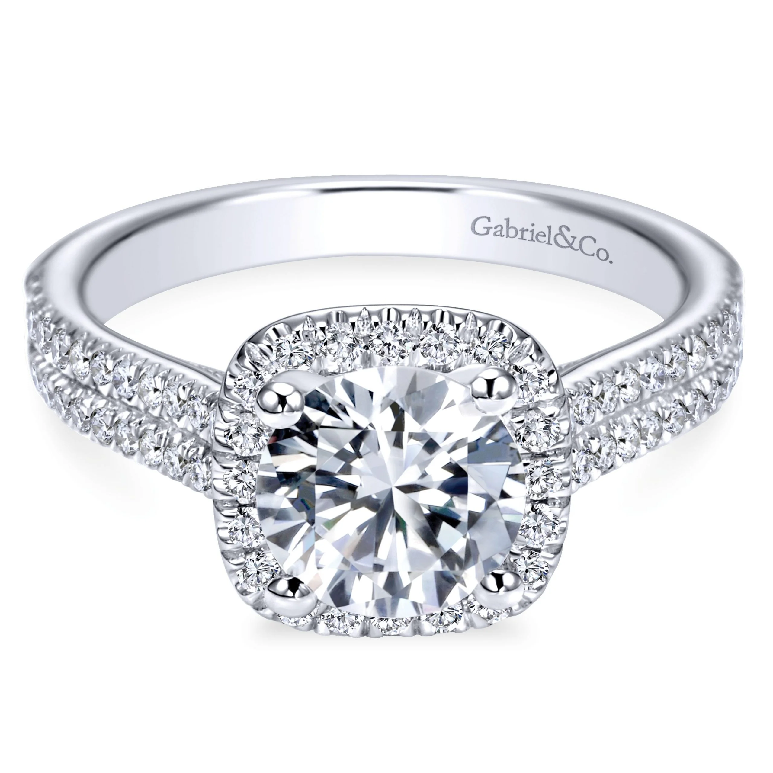 14k White Gold Round Halo Diamond Engagement Ring