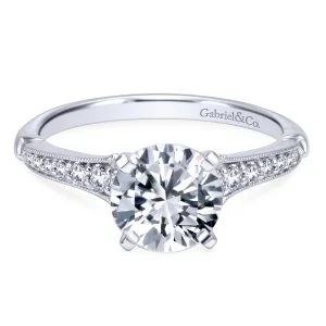 14k White Gold Timeless Contemporary Engagement Ring