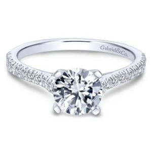 14k White Gold Round-Cut Contemporary Engagement Ring