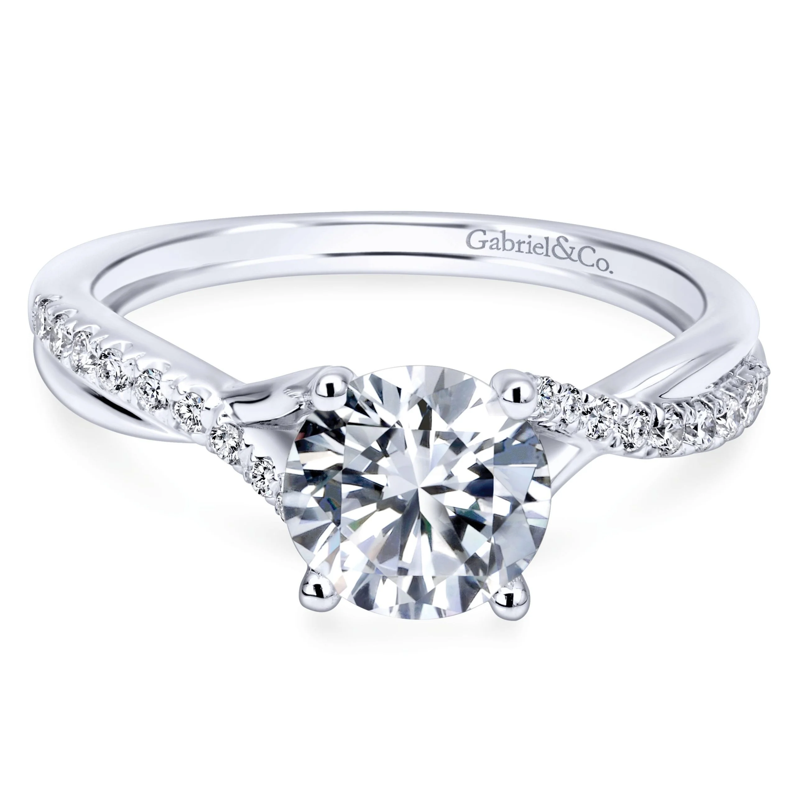 14K White Gold Contemporary Brilliant Diamond Engagement Ring