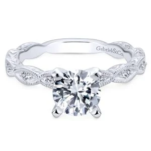 14k White Gold Mesmerizing Victorian Ribbon Engagement Ring
