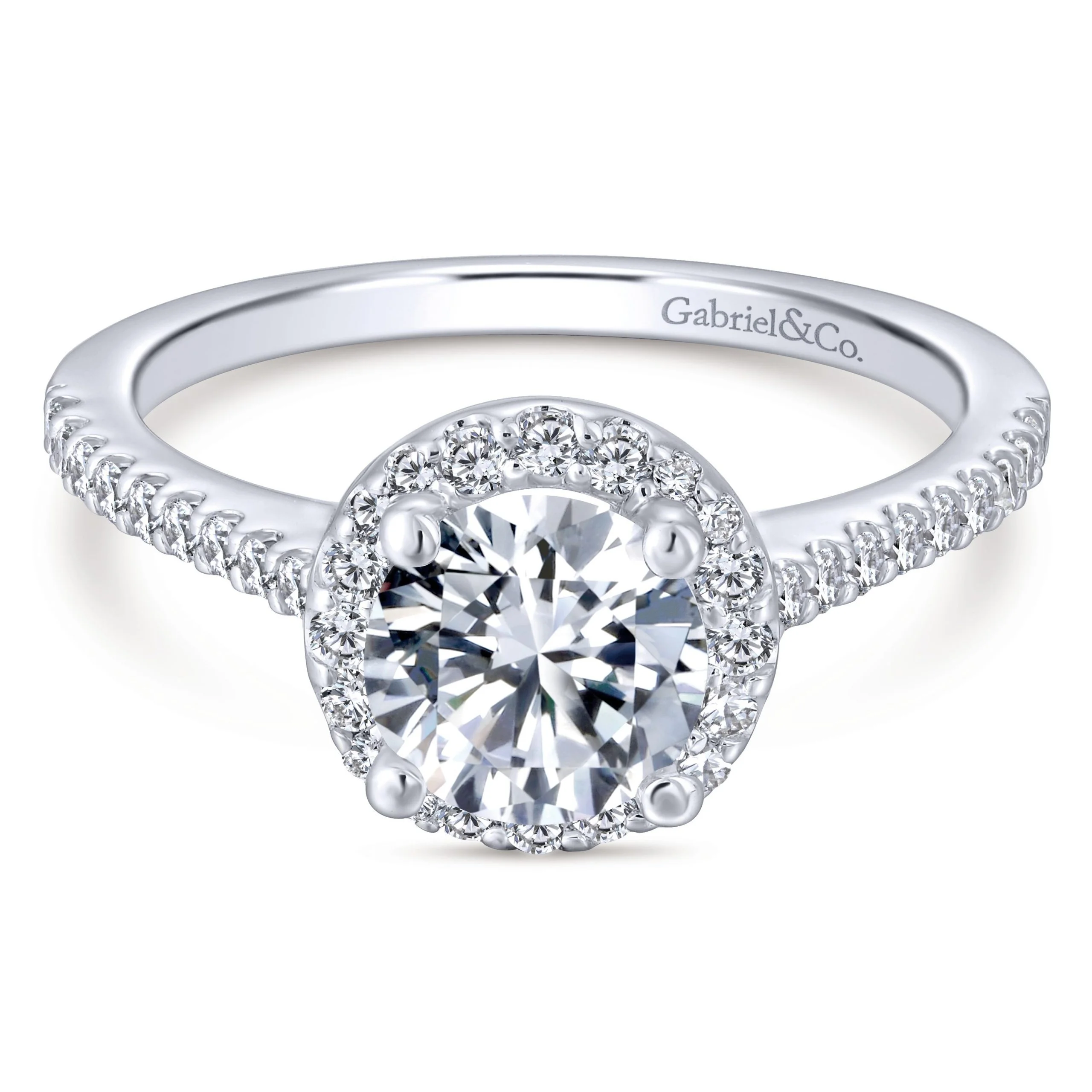 14k White Gold Mesmerizing Halo Contemporary Engagement Ring