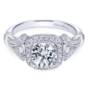 14k White Gold Victorian Engagement Ring