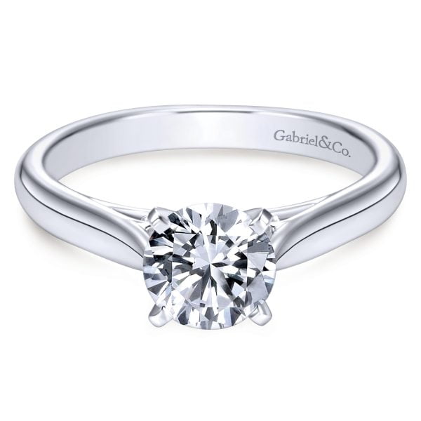 14K White Gold Traditional Solitaire Engagement Ring