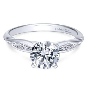 14k White Gold Sleek Contemporary Engagement Ring