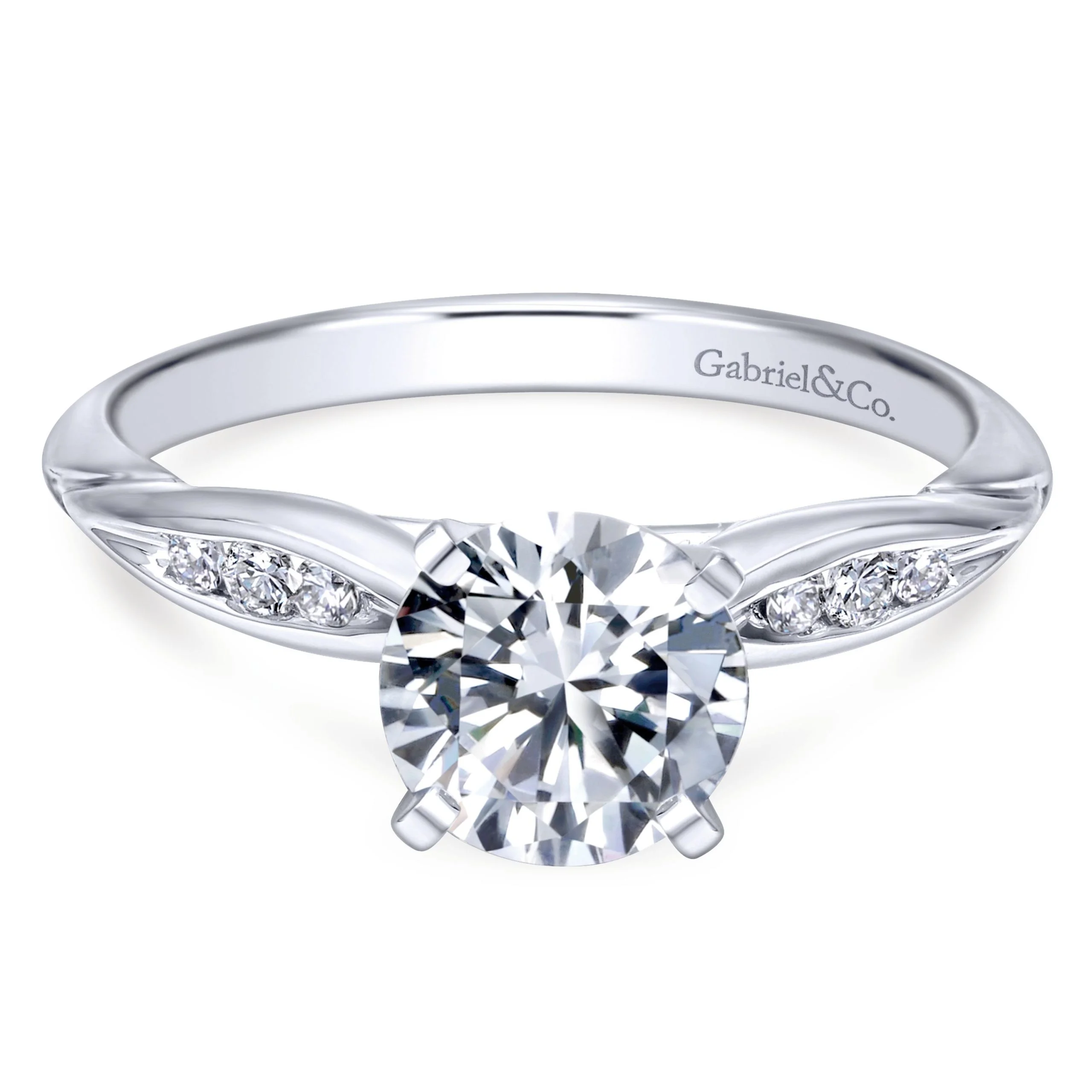 14k White Gold Sleek Contemporary Engagement Ring
