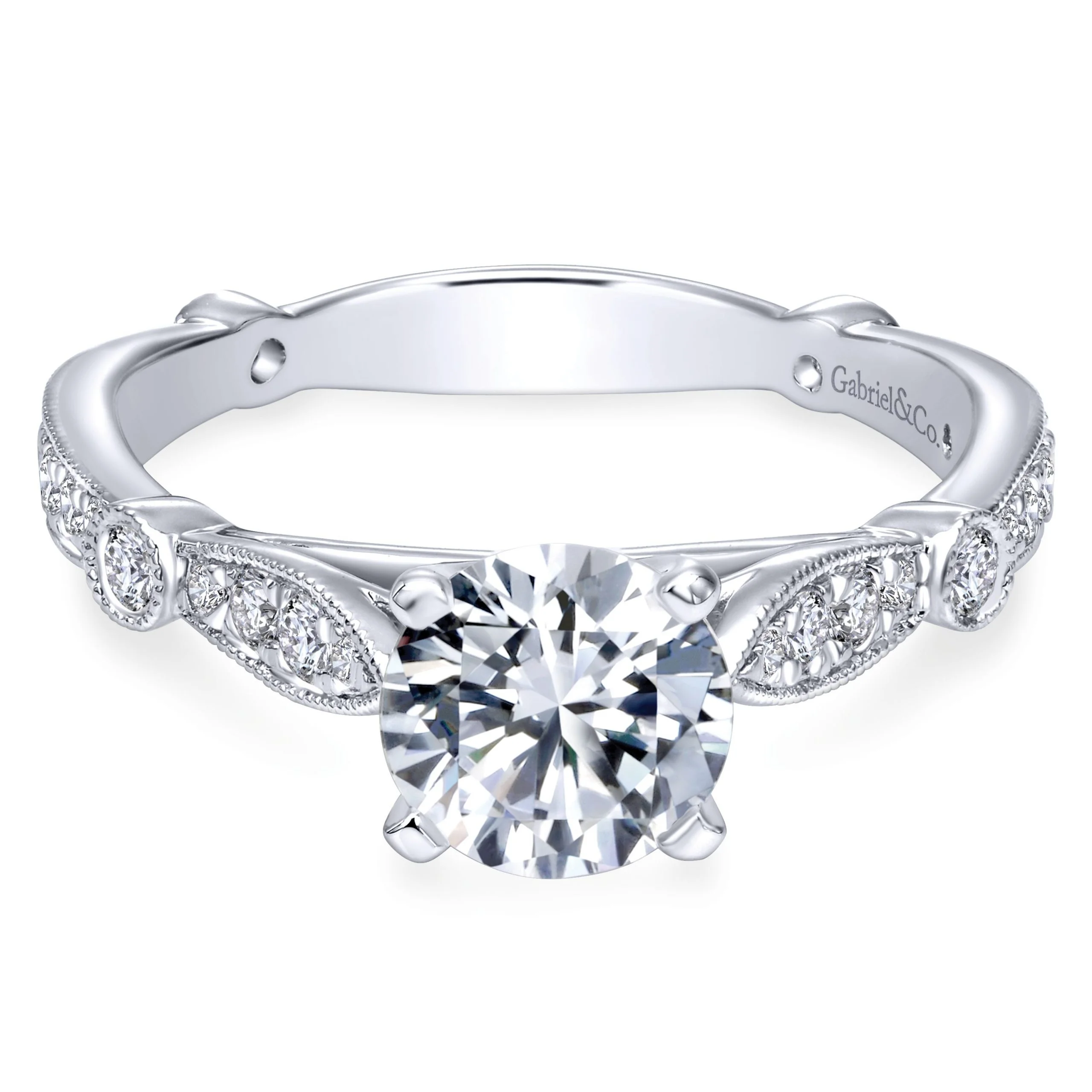 14k White Gold Victorian Diamond Engagement Ring