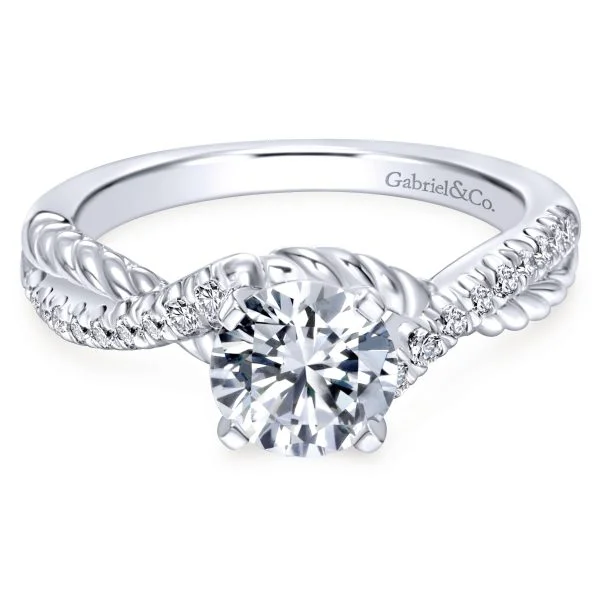 14K White Gold Riata Engagement Ring With Criss Cross Shank