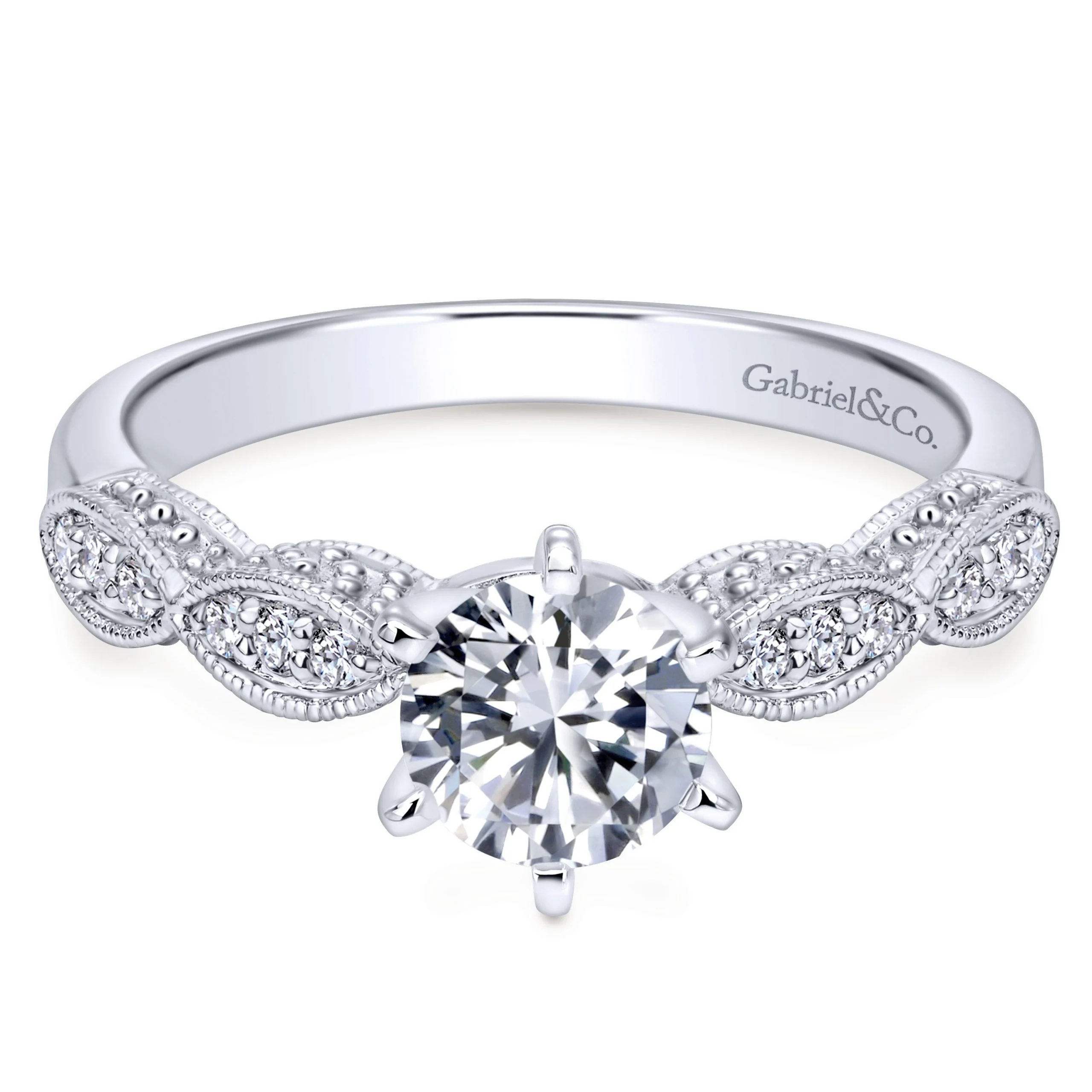 14K White Gold Victorian Inspired Engagement Ring