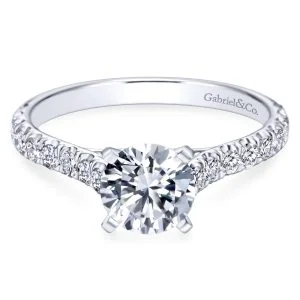 14k White Gold Graceful Contemporary Engagement Ring