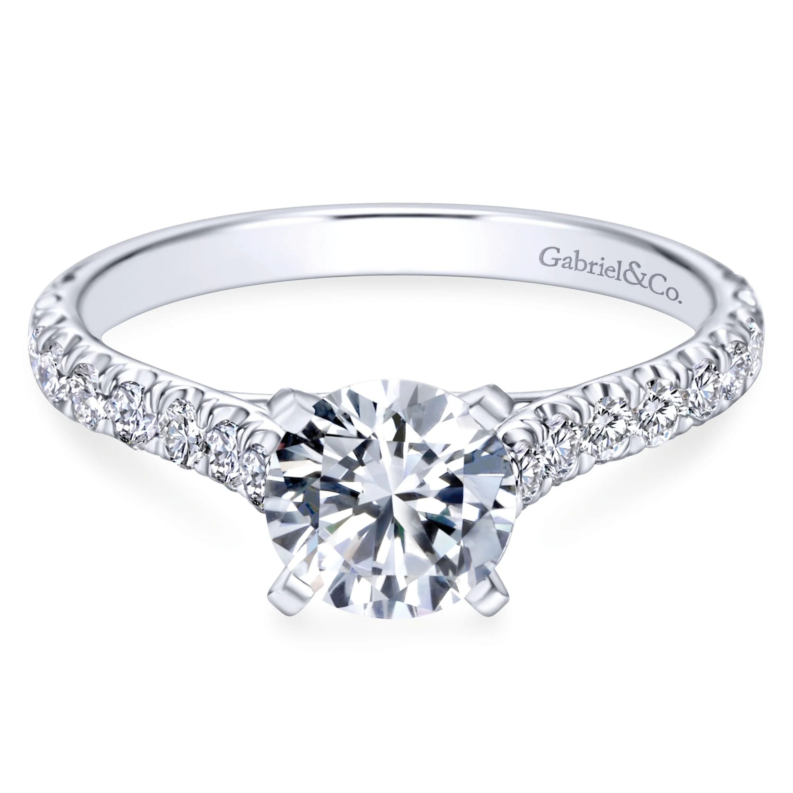14k White Gold Graceful Contemporary Engagement Ring
