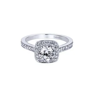 14k White Gold Contemporary Engagement Ring