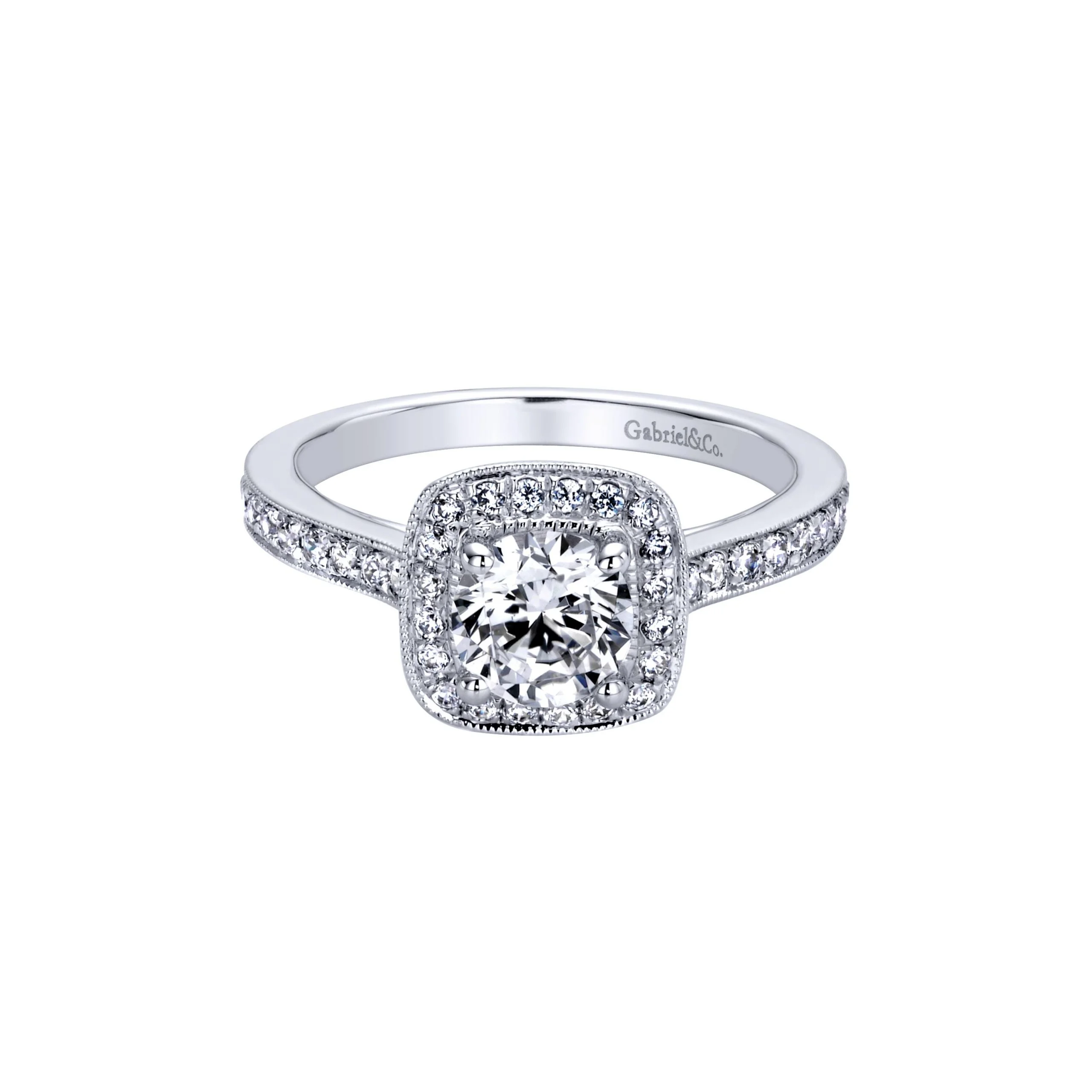 14k White Gold Contemporary Engagement Ring