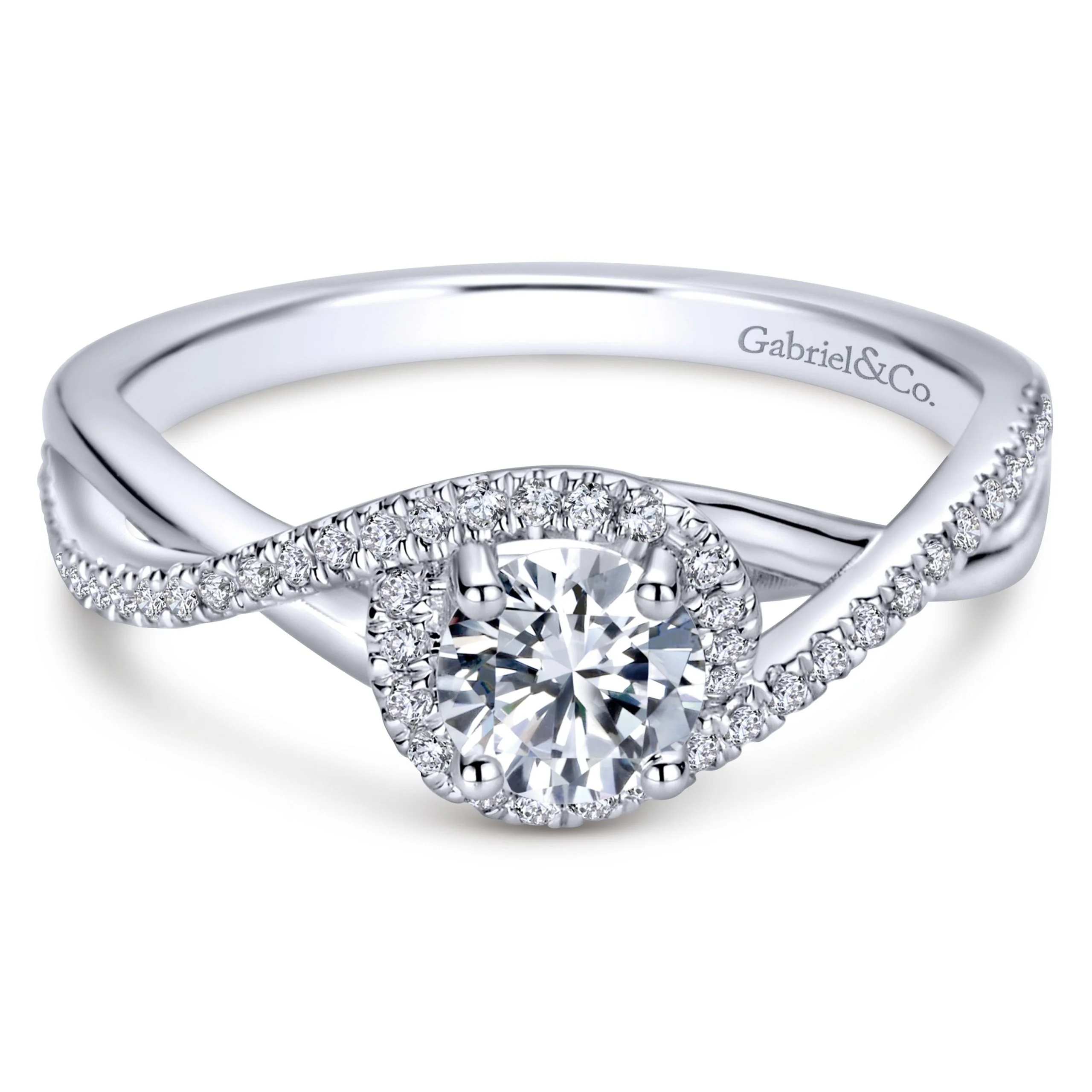 14k White Gold Intertwined Contemporary Engagement Ring