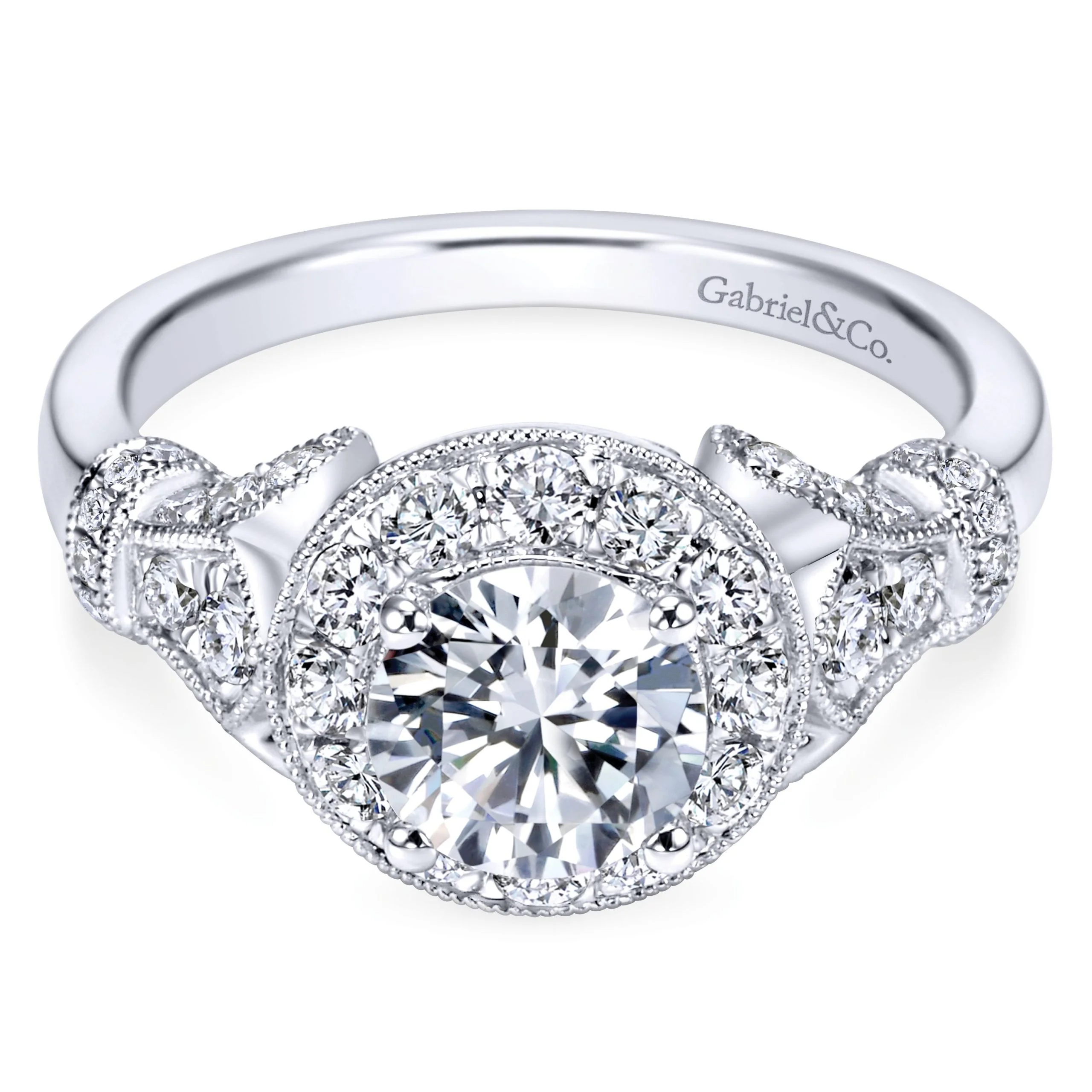 14k White Gold Empire Engagement Ring