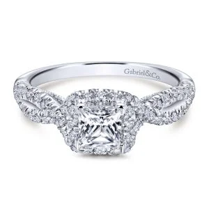 14K White Gold Princess Cut Diamond Engagement Ring