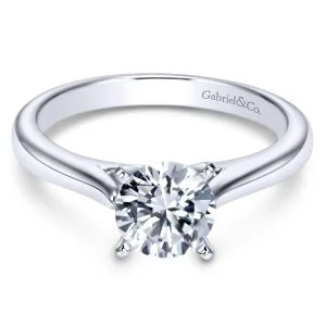 14k White Gold Solitaire Contemporary Engagement Ring