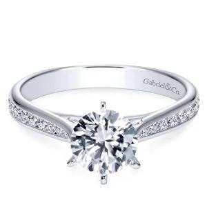 14K White Gold Round Cut Diamond Engagement Ring