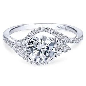 14k White Gold Contemporary Engagement Ring
