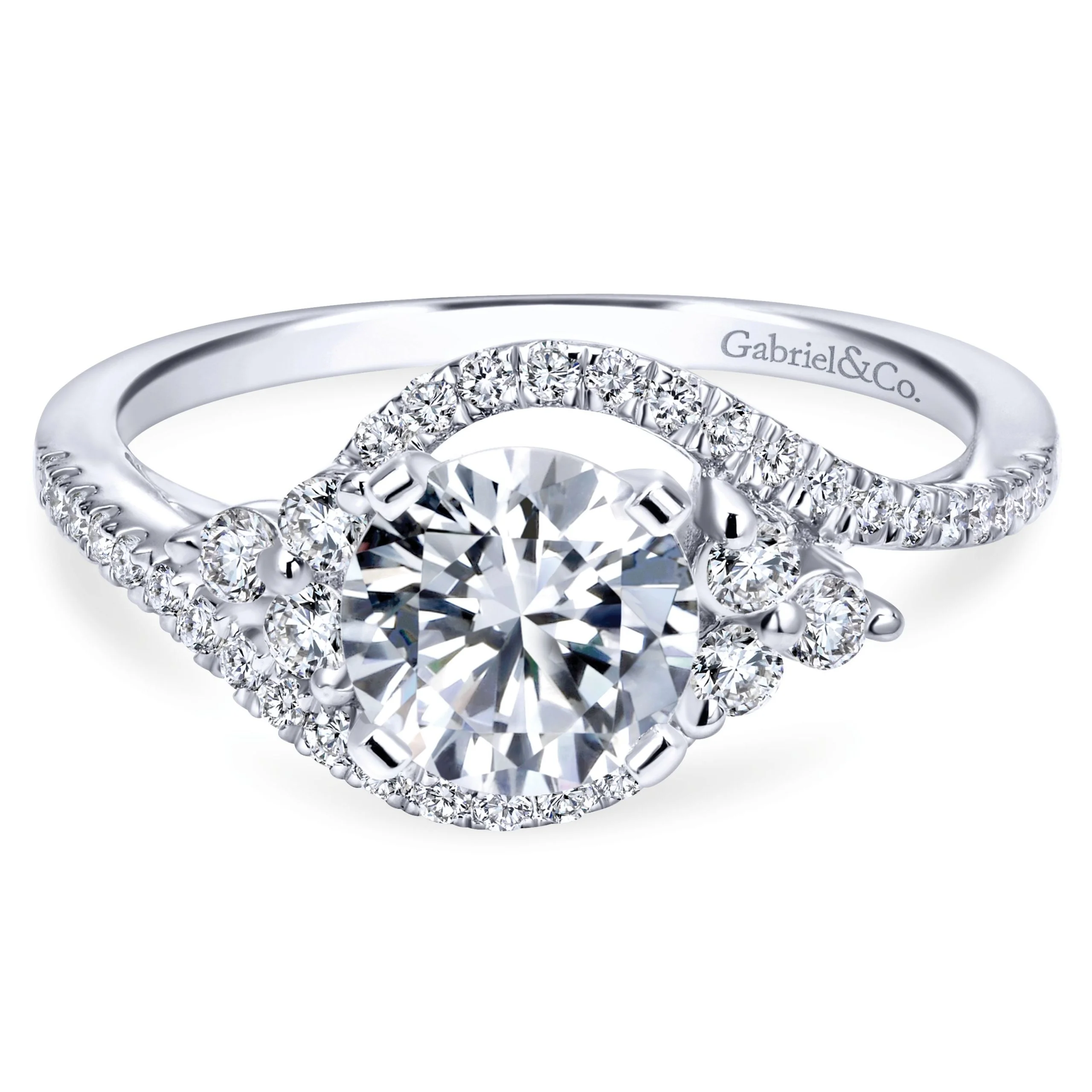 14k White Gold Contemporary Engagement Ring