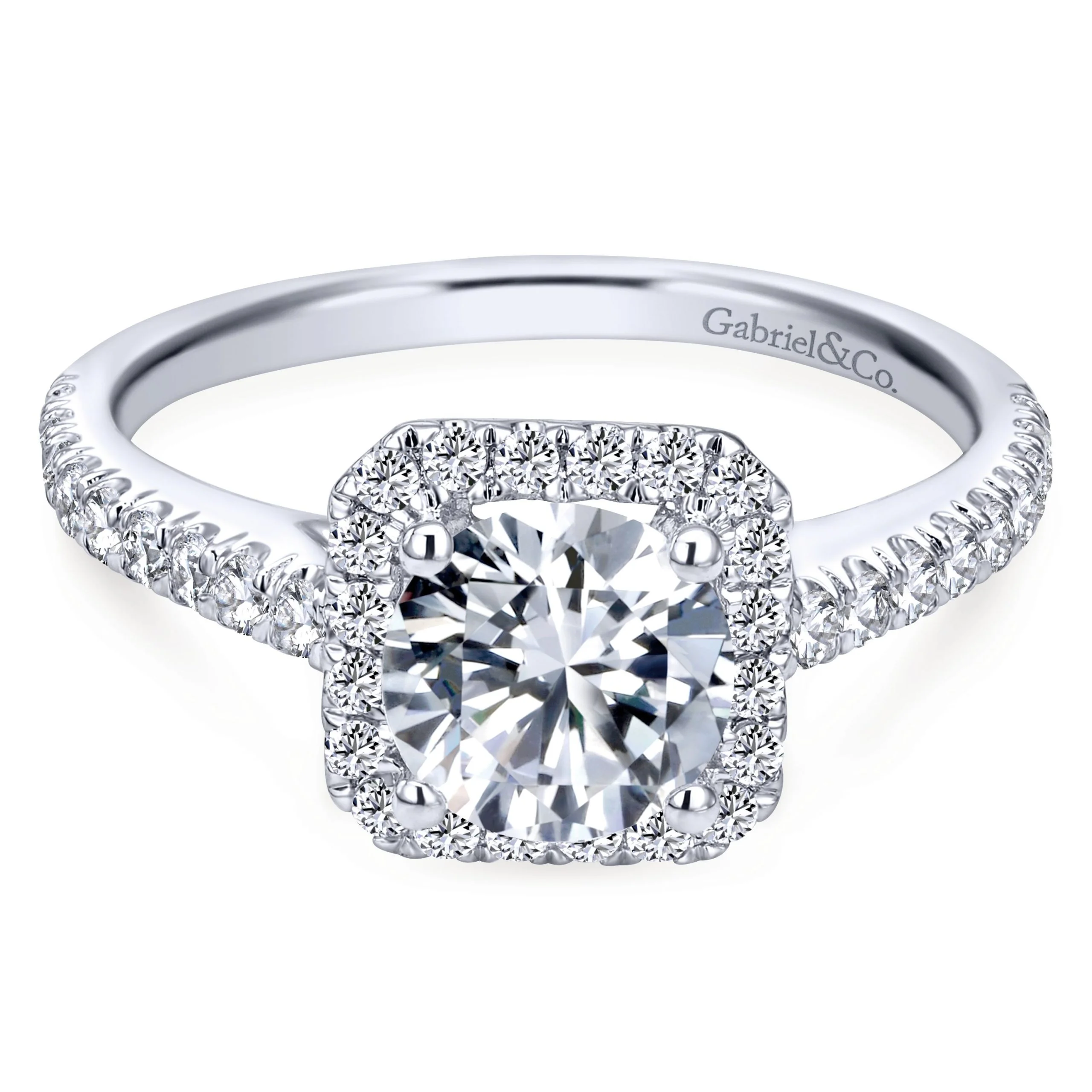 14k White Gold Round Halo Diamond Engagement Ring