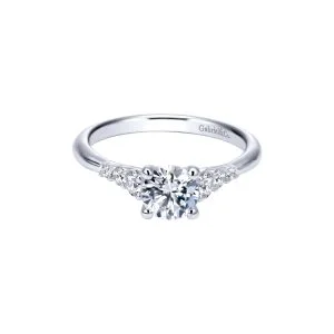 14K White Gold Engagement Ring With Accent Diamonds