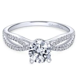 14K Intertwined White Gold Contemporary Engagement Ring