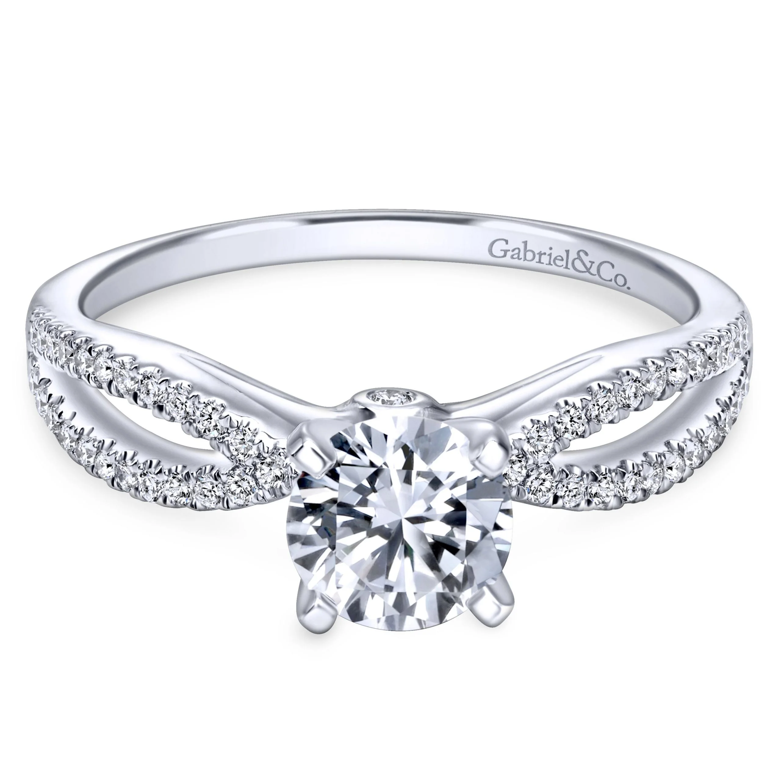 14K Intertwined White Gold Contemporary Engagement Ring