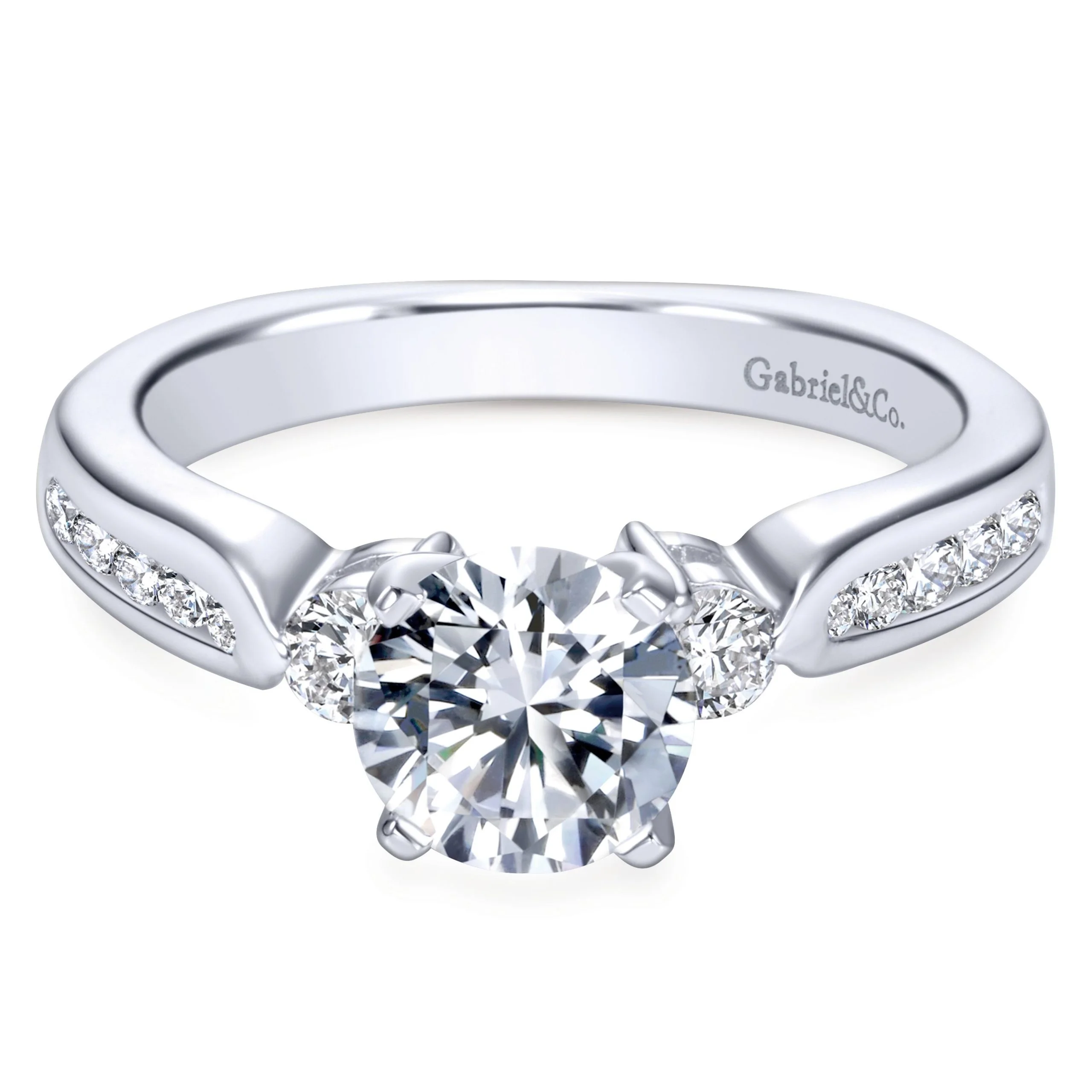14K White Gold Engagement Ring With European Shank