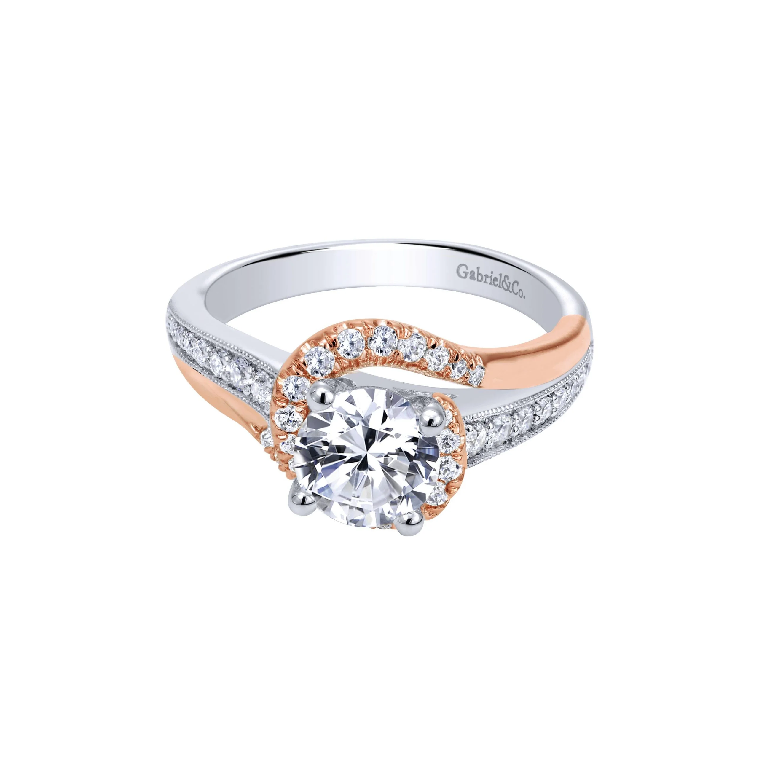 14K White and Pink Gold Contemporary Engagement Ring