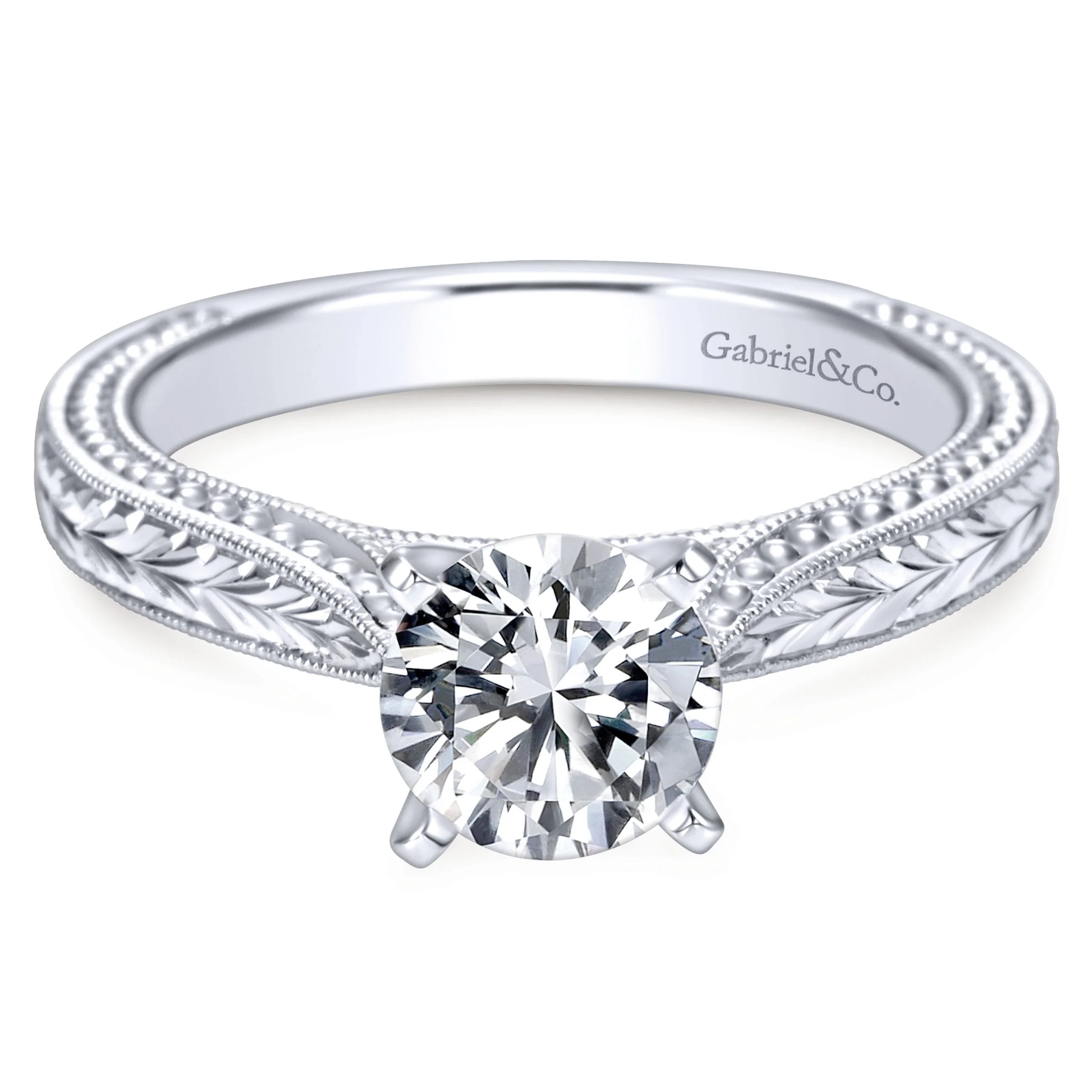 14k White Gold Victorian Engagement Ring
