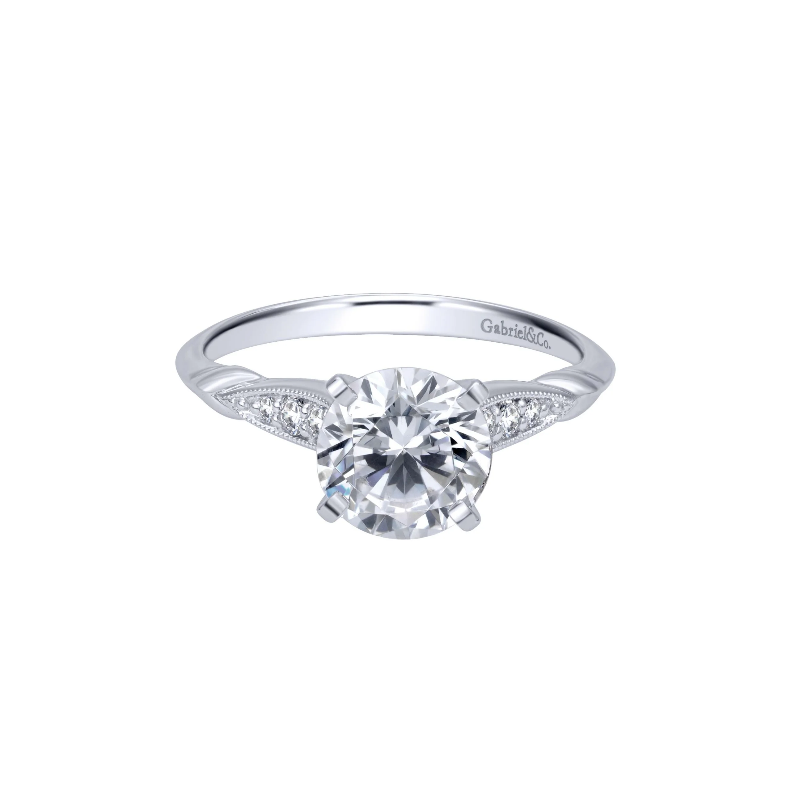 14k White Gold Victorian Engagement Ring