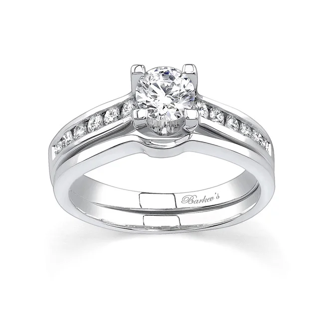 White gold diamond engagement ring set - 6952SW